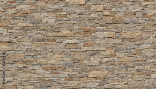 Brick wall texture with multicolored pattern. Close-up of rectangular bricks with staggered design. Brown shades, varying light to dark, create gradient on wall surface. Earthy tones contrast with