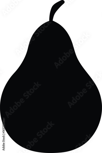 black silhouette a pear on white background.eps