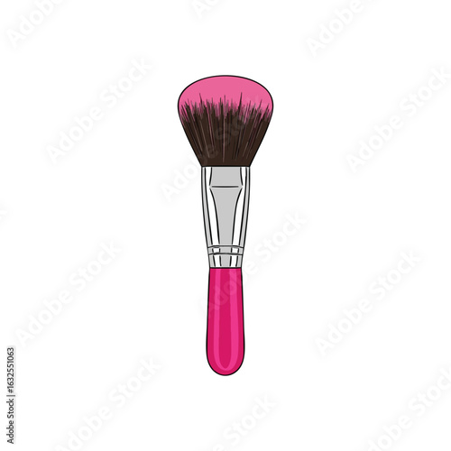 (Vibrant Cosmetic Brush. A stylish beauty applicator featuring a striking fuchsia handle and soft tipped bristles, ideal for precise facial makeup. It symbolizes modern allure and personal artistry.)