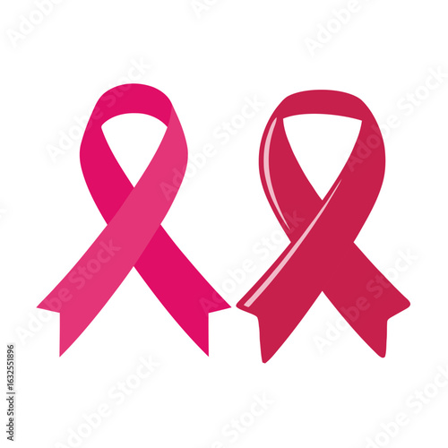 Two pink breast cancer awareness ribbons vector illustration