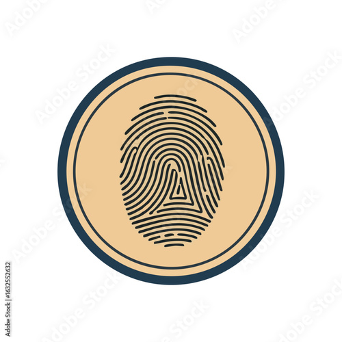 (Biometric ID Mark. Modern emblem representing digital safeguarding and personal verification. Features a distinct dermal print with a subtle A shape integrated, symbolizing individuality and entry.)