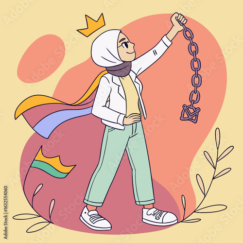 Breaking Chains of Oppression: An empowering digital artwork featuring a figure breaking free from constraint, symbolizing liberation and resilience.