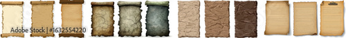 Old paper notes and tape are depicted in a watercolor illustration set for scrapbooking