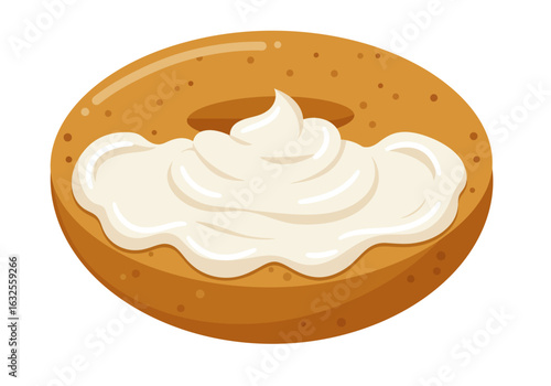 Delicious Cream Cheese Bagel with Swirled Topping.