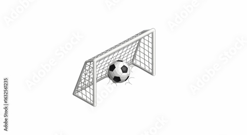 Goal! Soccer ball hitting the net with force, capturing the thrill of victory and athletic achievement - perfect for sports marketing and game highlights