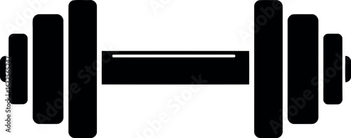 Black dumbbell icon fitness gym equipment