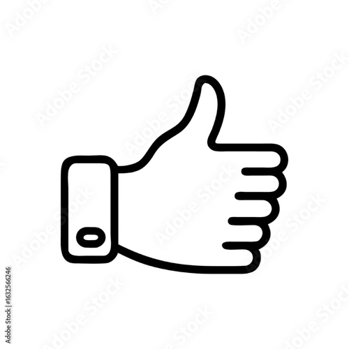 Thumbs up gesture line icon for approval. Minimalist like symbol vector illustration.
