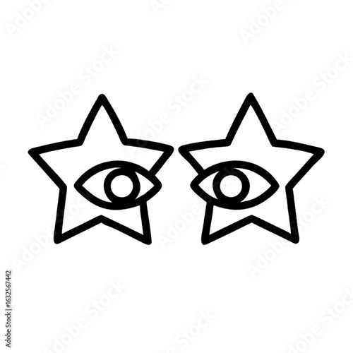 Starry eyes icon, a mystical all-seeing symbol in star shapes, vector graphic illustration.