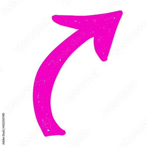 Hand drawn pink arrow. 