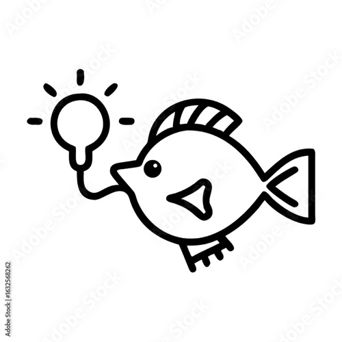 A simple clownfish line icon. Tropical anemonefish vector graphic for aquatic design.