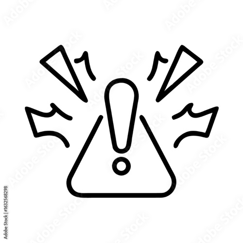 Outline alert icon with exclamation mark in a triangle, a symbol for warning and caution