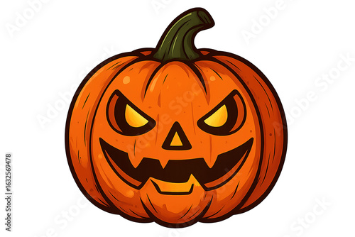 A lit halloween pumpkin, isolated against a transparent background