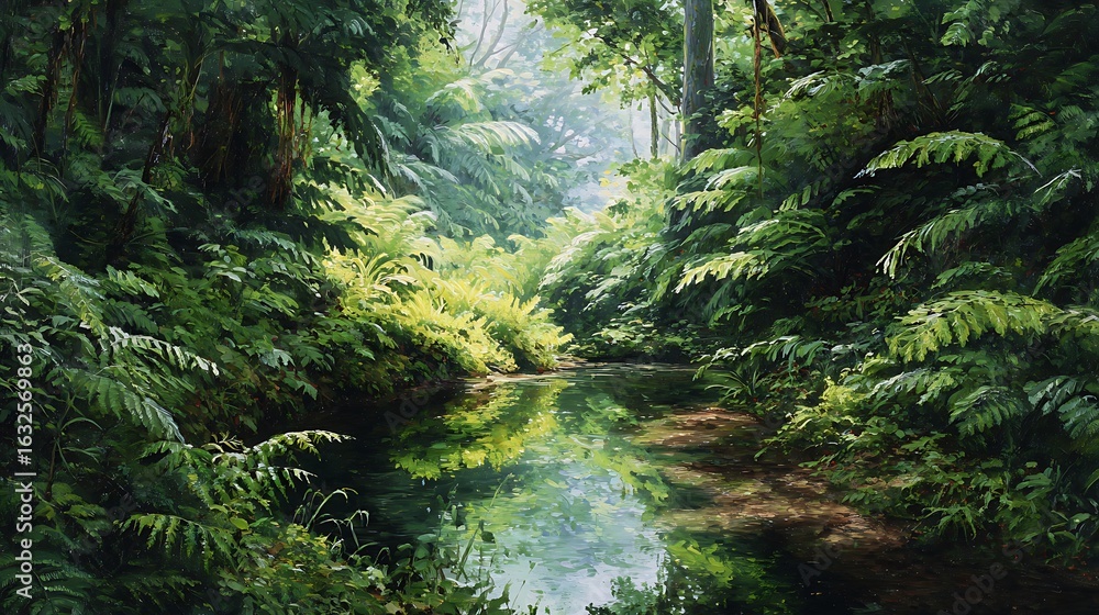 Fototapeta premium green forest in the morning