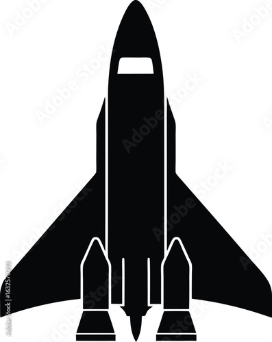 black silhouette a space shuttle on white backgrou.eps