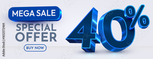 40 percent Off. Discount creative composition. Mega Sale. Vector illustration.