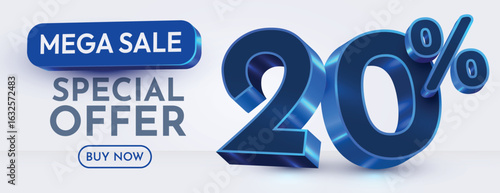20 percent Off. Discount creative composition. Mega Sale. Vector illustration.