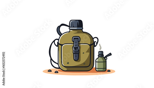 Classic Camping Canteen Vector Illustration