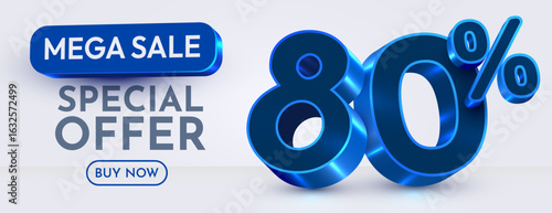 80 percent Off. Discount creative composition. Mega Sale. Vector illustration.