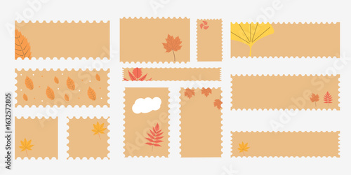 Autumn season set of vector wavy labels. Vector illustration