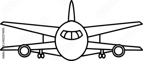 Airplane aviation flight travel transport vector line art illustration