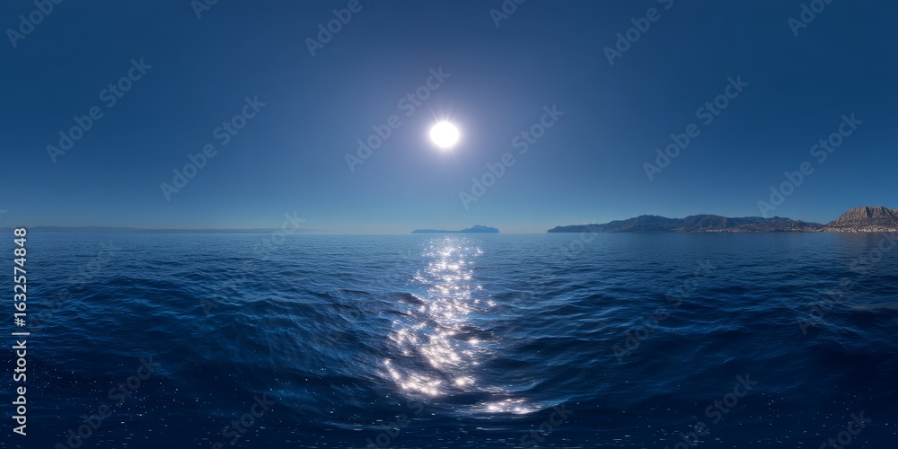 Fototapeta premium Hdr panoramic ocean view open water 360 degree