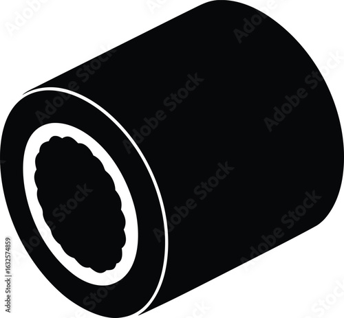 black silhouette a sushi roll on white background.eps