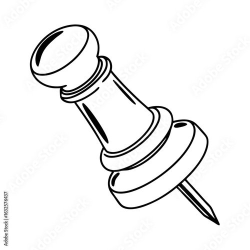 Closeup of a pushpin isolated on white background used for office supplies