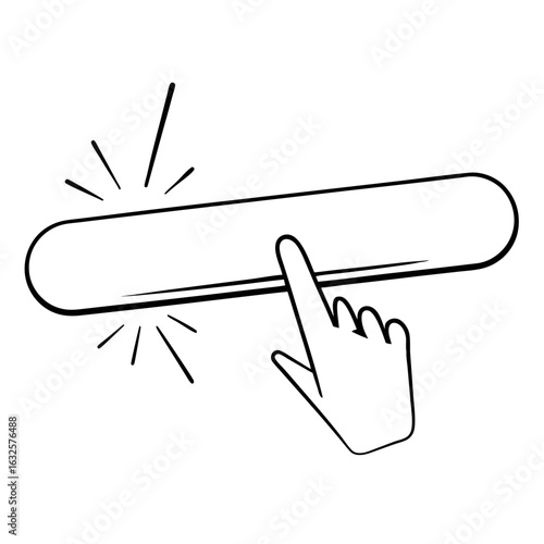Finger pressing a button isolated on white background