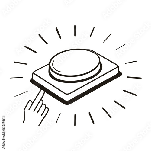 Illustration of a finger pressing a button isolated on white background