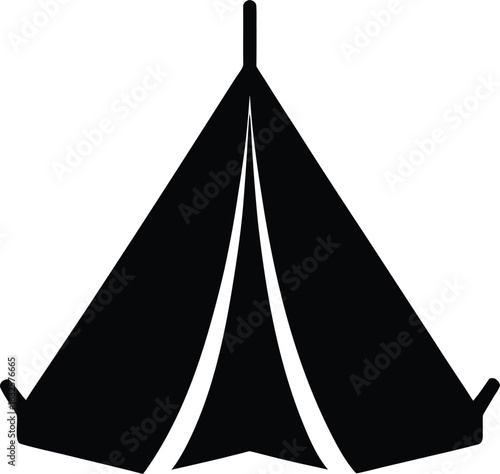 black silhouette a tent peg on white background.eps