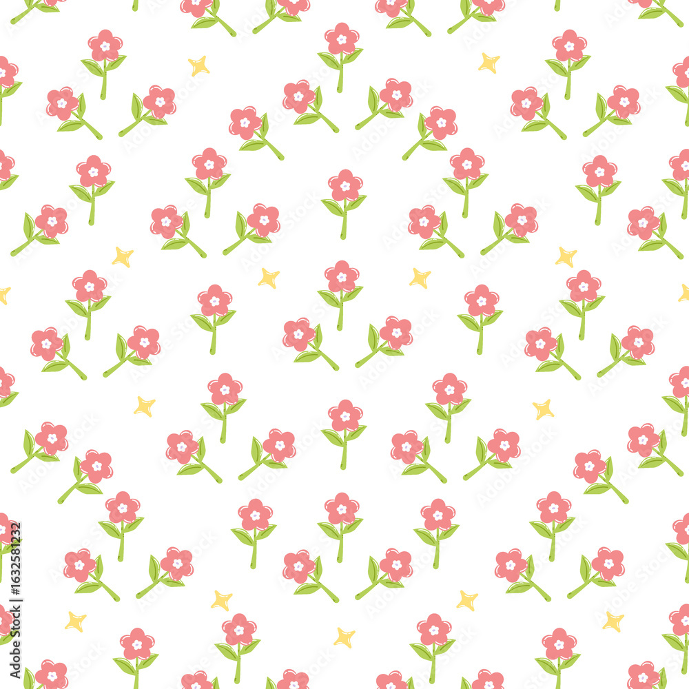 Fototapeta premium Seamless Pixelated Floral Pattern on Black