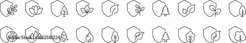 Collection of Environmental Protection Related Line Icons. Nature Conservation Outline Signs for Graphic and Web Design, Apps, Adverts, Various Cards