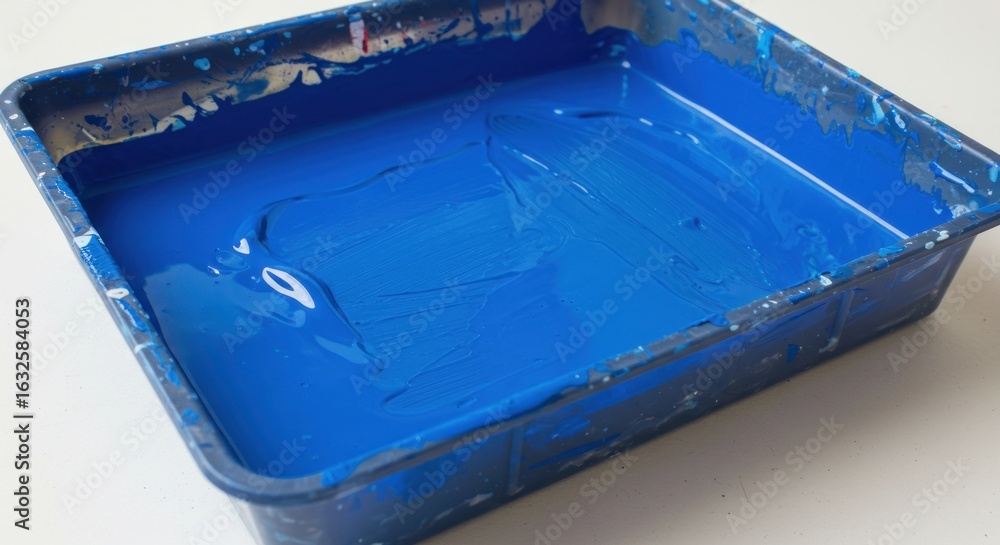 Obraz premium Blue paint in tray