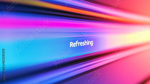 Colorful light streaks with the word refreshing indicating digital reset concept