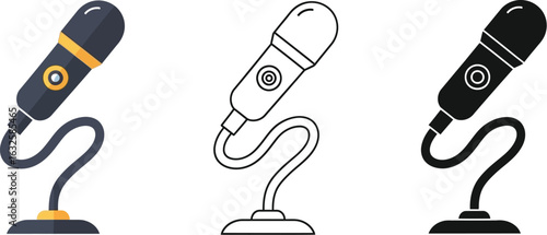 Vector microphone illustration podcast recording equipment