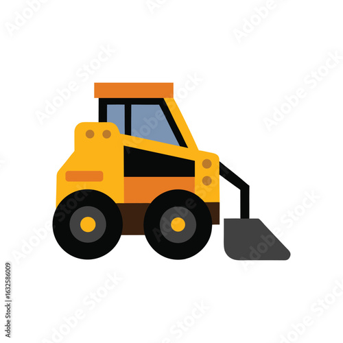 skid steer loader colorful vector art illustration