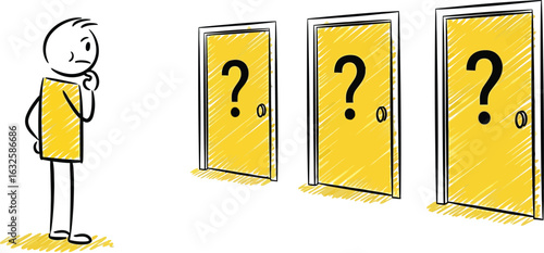 Decision making concept choosing right door path opportunity