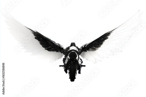 A machine with large wings takes flight.