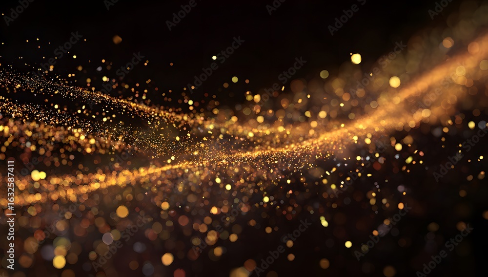 Obraz premium Golden Glittering Light Particle Flow