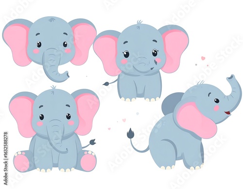 Cute elephant illustrations in various poses