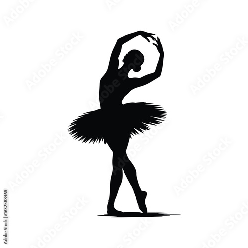 Elegant silhouette of a ballerina in a tutu