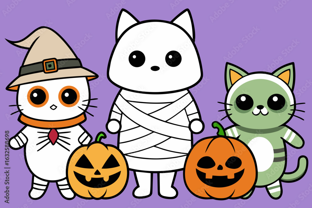 Fototapeta premium set of cartoon cats