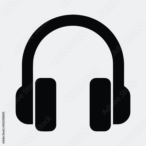 Silhouette of headphones for music listening vector illustration