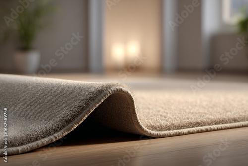 Indoor Scene with Loose Curled Rug Corner