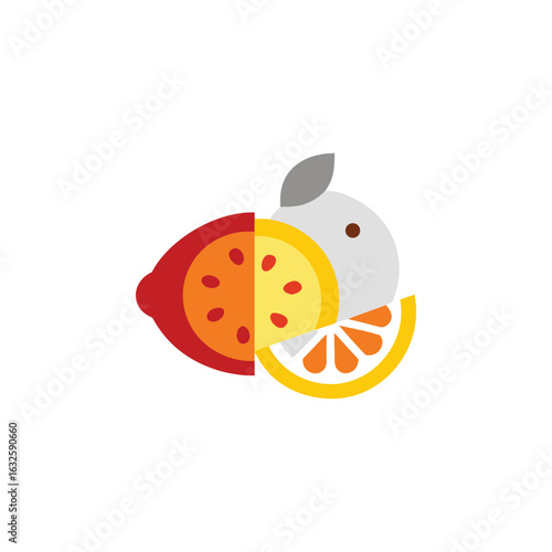 A citron fruits icon colored shape art vector illustration.