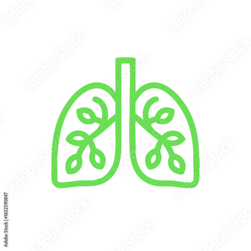 Green lungs health wellness respiratory system healthcare breathing organ medical illustration vector design