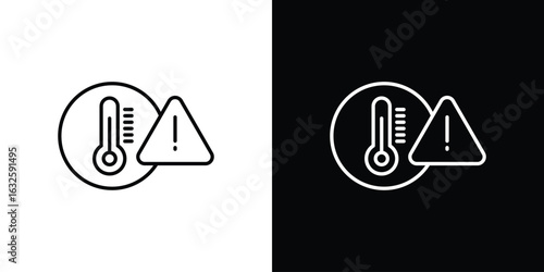 Temperature warning sign icon line symbol concept, vector illustration