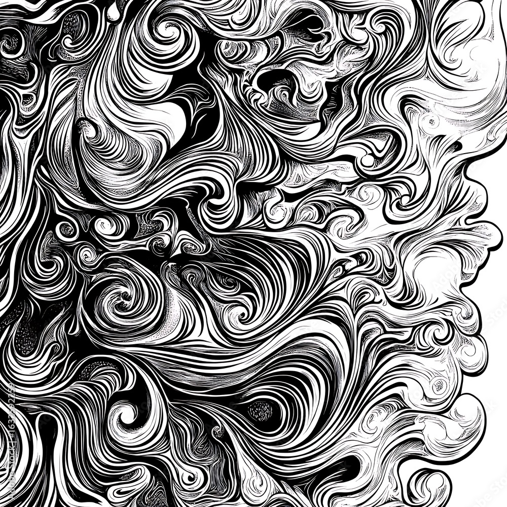 Fototapeta premium Vintage inspired decorative floral sketch in grayscale contrast high resolution picture