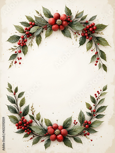Winter holiday decoration and invitation card dividers for Christmas and weddings with holly berry floral frame dividers, borders, and delimiters.