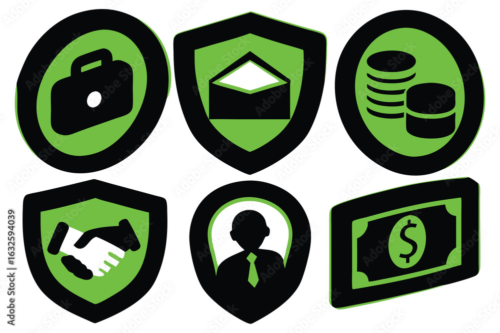 Obraz premium Business finance security icons set of business icons